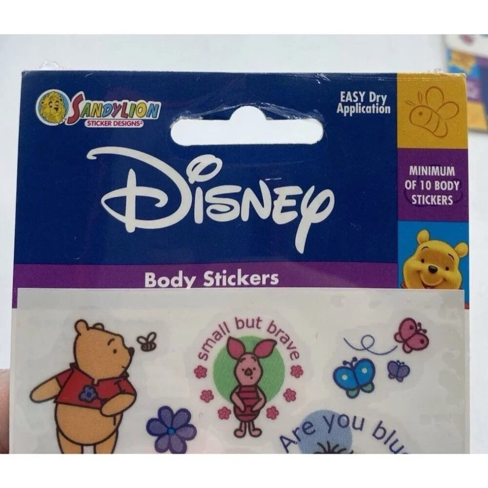 Winnie The Pooh Body Stickers Sandy Lion Disney Vintage Unopened Lot of 2 Packs